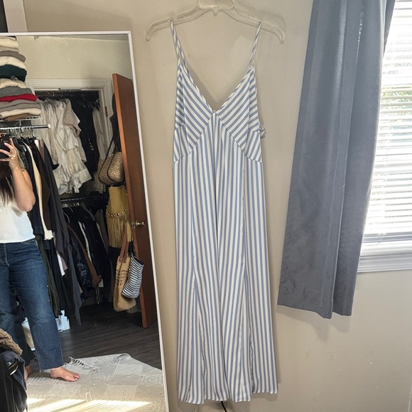 Blue and White Striped Maxi Dress - Picture 1 of 6
